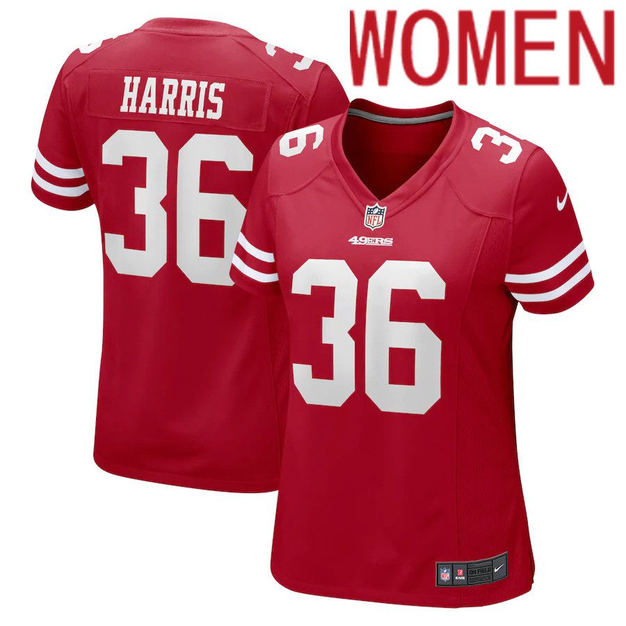 Women San Francisco 49ers 36 Marcell Harris Nike Scarlet Game NFL Jersey